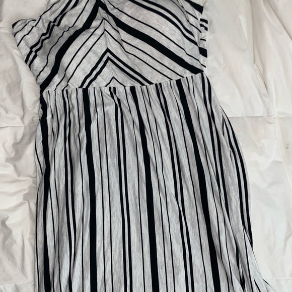 SOMA Chicos Halter Maxi Stripe DRESS Shelf Bra Black White Sz XL - Picture 2 of 14